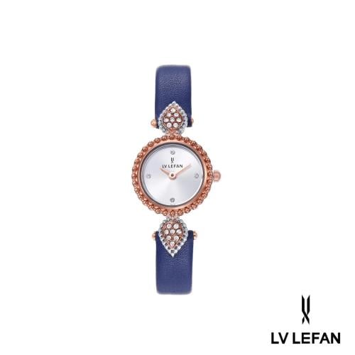 Women's leather watch, Boucheron design, rose gold frame, luxurious