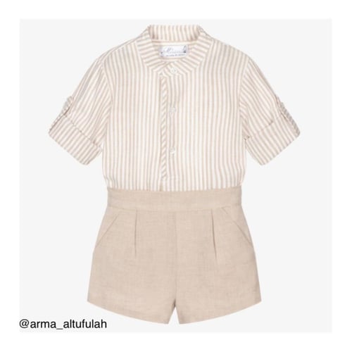 طقم شورت بيج مقلم