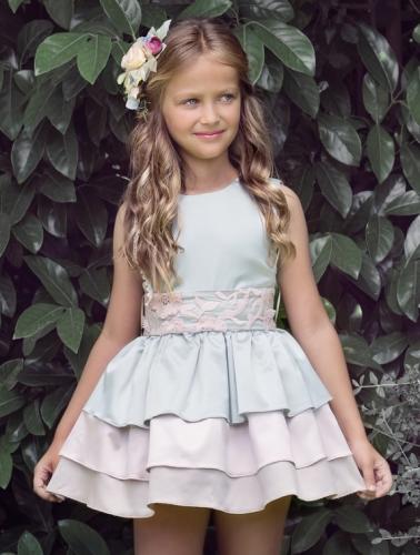 فستان حرير طبقات بظهر مطرز