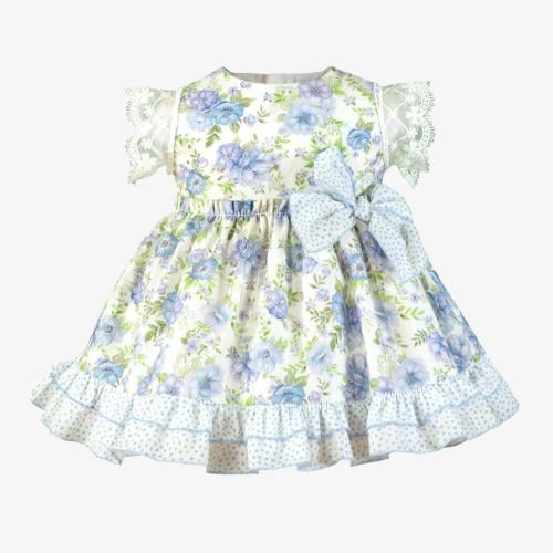 فستان بيبي سماوي مشجر بأكمام دانتيل