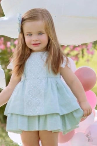 فستان بيبي كم نص دانتيل لونين