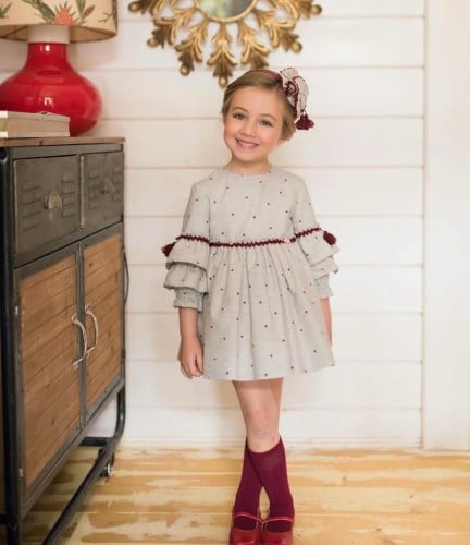 رمادي بنجوم عودي أكمام طبقات بكثل