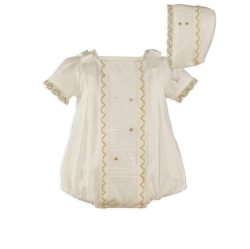 أفرول سكري بقبعة بكلف كروشيه وتطريز ذهبي