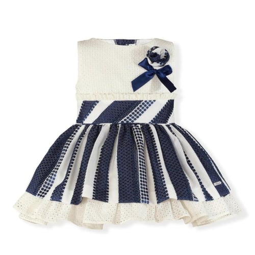 فستان كحلي مقلم كلوش