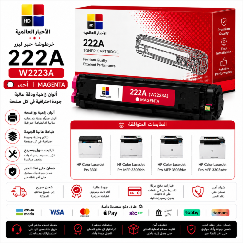 خرطوشة حبر ليزر HD 222A أرجواني (W2223A) بديلة متو...
