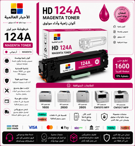 خرطوشة حبر ليزر HD 124A أرجواني بديلة متوافقة مع ط...