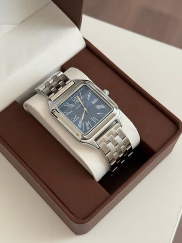 ساعة رجالي فضي - ميناء ازرق ارقام لاتينية