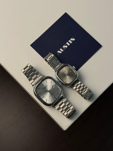 ساعة نسائي ورجالي كاسيو فضي - ميناء ابيض