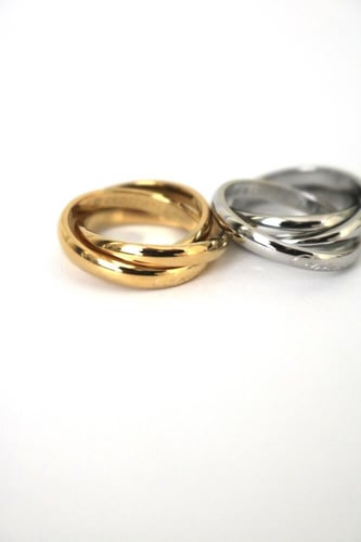 خاتم ثنائي - قطعتين فضي وذهبي