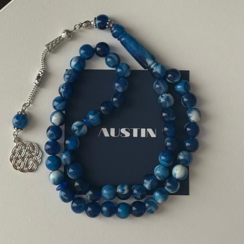 مسبحة باللون ازرق مموج - بكلايت