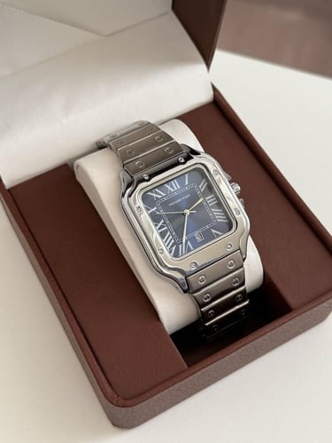 ساعة رجالي فضي - ميناء ازرق ارقام لاتينية