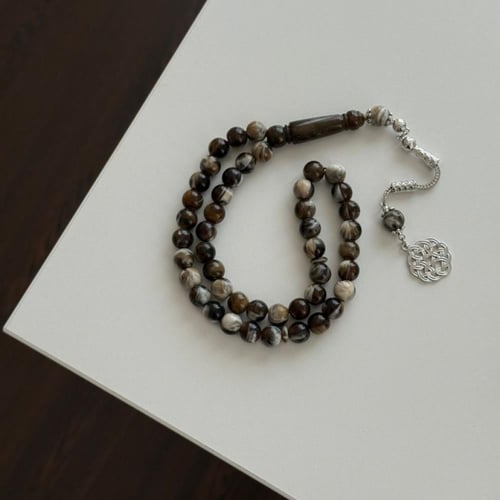 مسبحة باللون بني مموج - بكلايت