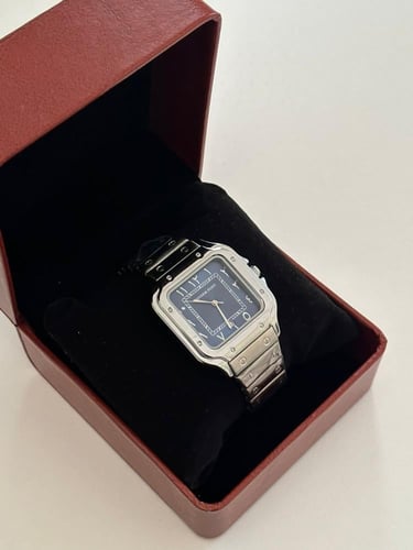 ساعة رجالي فضي - ميناء ازرق ارقام عربية