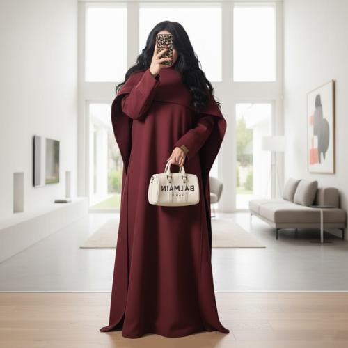 عباية جوخ مع شال يثبت باأزرار فاخرة من الخلف (016)