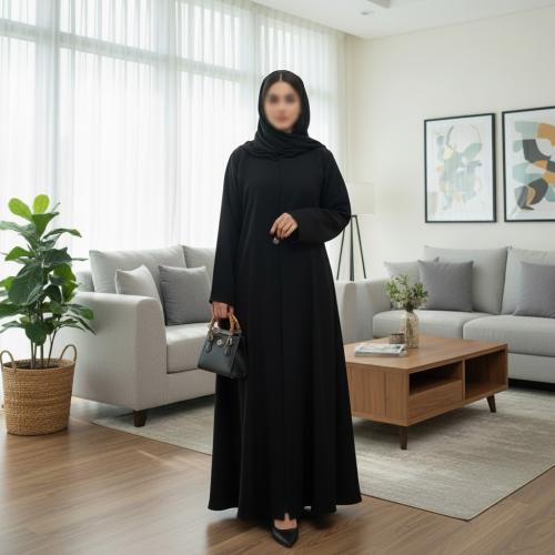 عباية كريب سيراميك فاحم قصة كلوش (026)