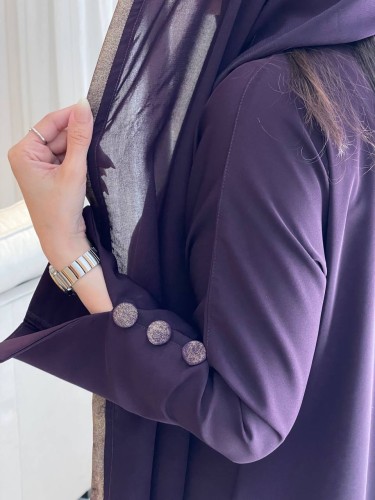 عبايه كلوش انيقه بقماش انترنت باللون البنفسجي الغا...