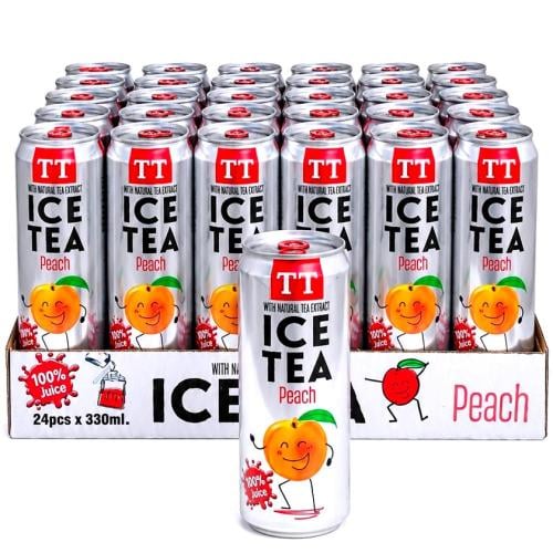 TT ICE TEA | شاي مثلج تي تايم | ايس تي بطعم الخوخ طبيعي بدون سكر | كرتون 24 علبة