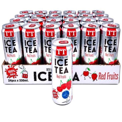 TT ICE TEA | شاي مثلج تي تايم | ايس تي بطعم الفواكة الحمراء فروت الطبيعي بدون سكر | كرتون 24 علبة