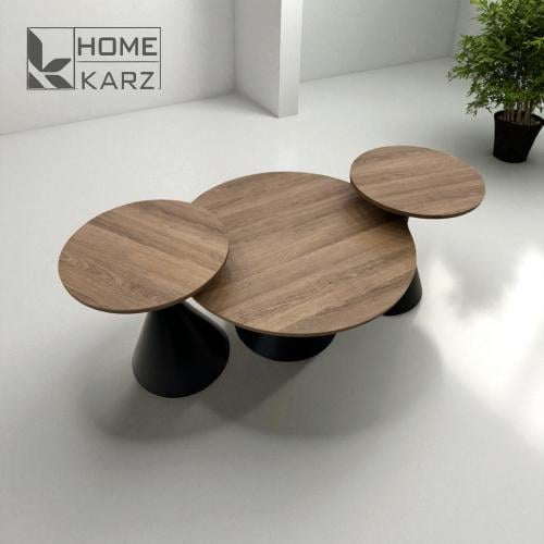 طقم طاولات خدمة خشب 3 قطع خشبي فاتح