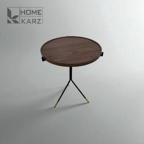 Round wooden side table