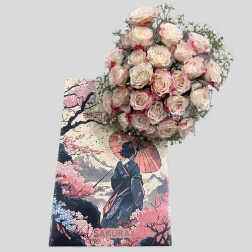 لافا ساكورا مع باقة ورد