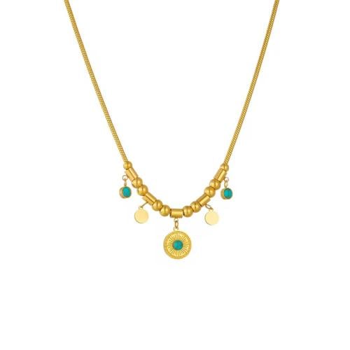 قلادة ذهبية مرصعه بحجر الفيروز