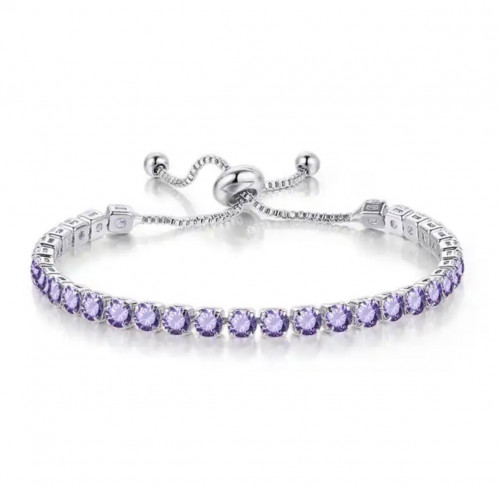 اسوارة فضيه مرصعه بالكريستال البنفسجي