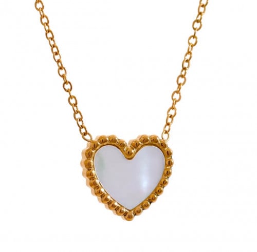 قلادة ذهبيه على شكل قلب مزين بصدف اللؤلؤ الطبيعي