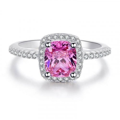 خاتم فضي مرصع بالكريستال مزين بكريستاله باللون الو...