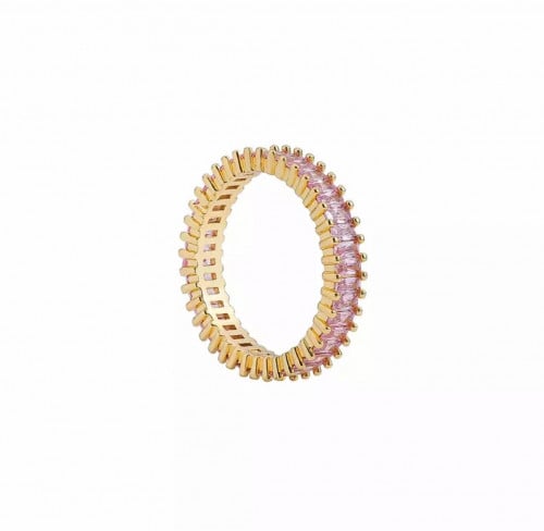 خاتم ذهبي مرصع ب الكريستال باللون الوردي