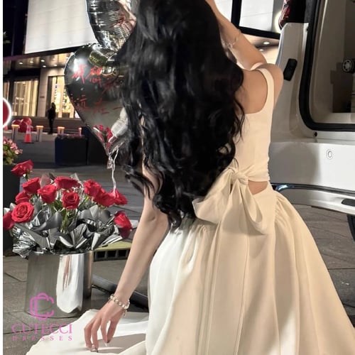 فستان سهرة ميدي سكري ربط فيونكا