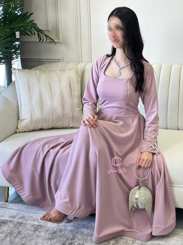 فستان ناعم انيق بأكمام مزينة باللولو | Cutecci