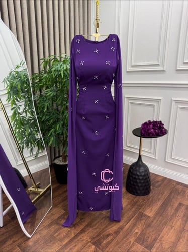 فستان سهرة موف بأكمام شيفون