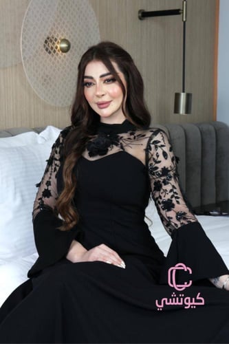 فستان أسود كريب استرتش بأكمام أنيقة | فساتين سوداء...
