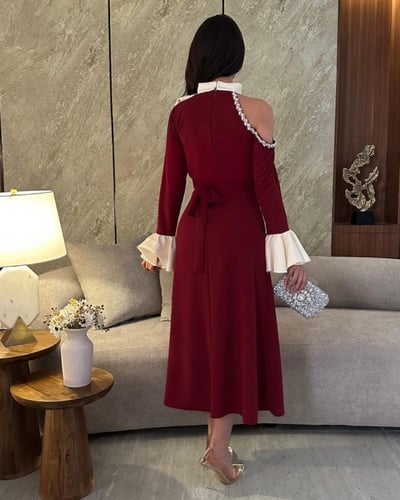 فستان برغندي لهبة العيد 2025 من كيوتشي CUTECCI | ف...