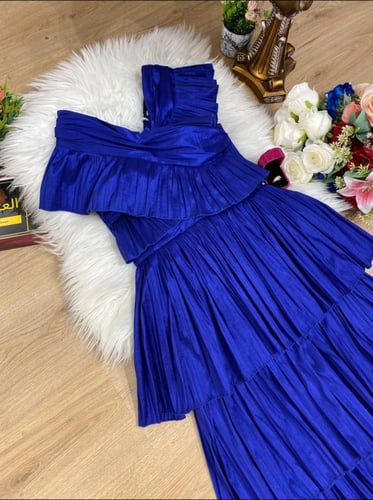 فستان سهرة ميدي كسرات نيلية أنثوية من Cutecci – مو...