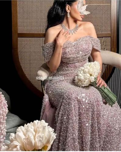 فستان سهرة لحمي تطريز راقي | كيوتشي CUTECCI – 3 مز...