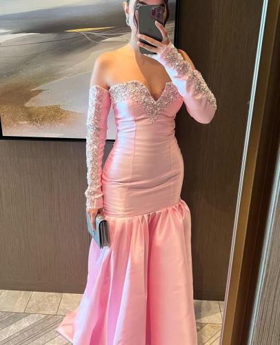 فستان وردي مطرز فخم | Cutecci