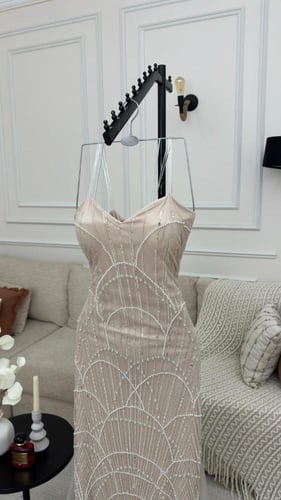 فستان بيج تطريز راقي طبقة جزار من CUTECCI | أناقة...