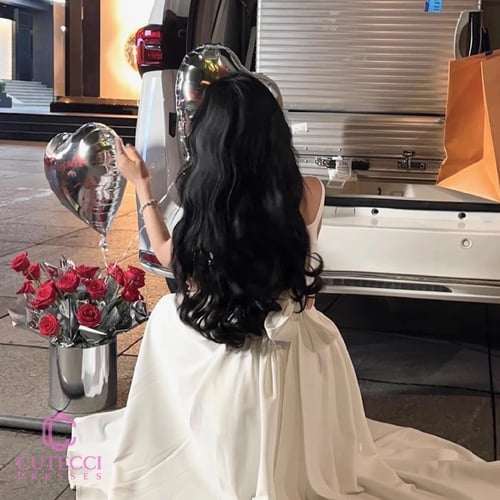 فستان سهرة ميدي سكري ربط فيونكا