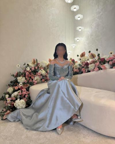 فستان سهرة رصاصي تطريز من كيوتشي CUTECCI