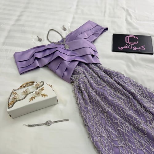 فستان سهرة ملكي تفته مطرز أنيق