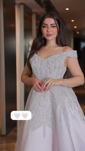 فستان ميكادو سهرة فخم بتطريز ولؤلؤ يدوي