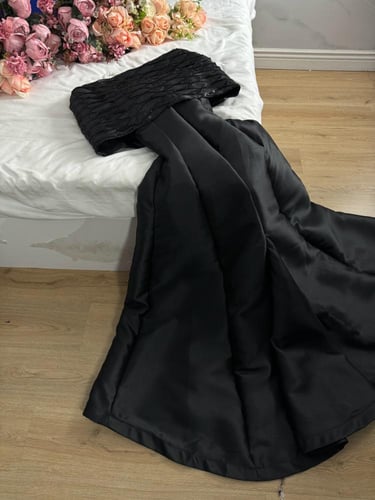 فستان سهرة أسود ميكادو مطرز خرز راقي – من كيوتشي C...