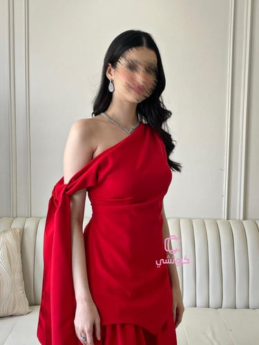 فستان العيد احمر ون شولدر انيق | Cutecci