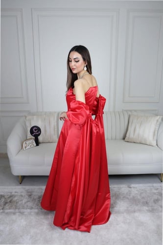 فستان سهرة أحمر قطعتين راقي من كيوتشي CUTECCI