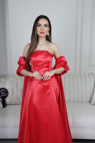 فستان سهرة أحمر قطعتين راقي من كيوتشي CUTECCI
