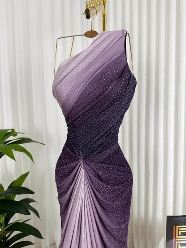 فستان سهرة موف طويل ترتر