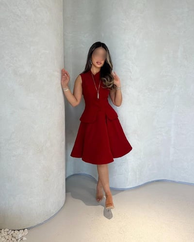 فستان قطعتين باربي احمر قطعتين | Cutecci