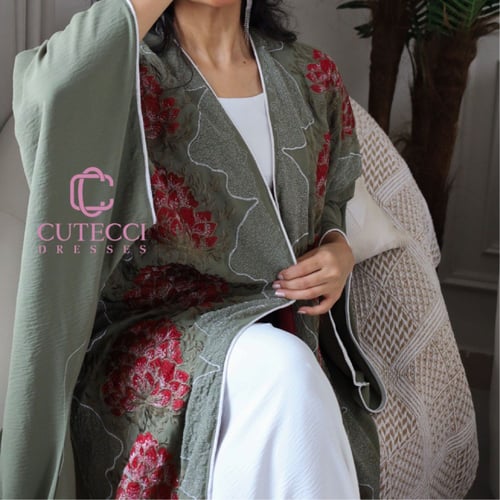 جلابية بشت سهرة مطرز مشجر أنيق